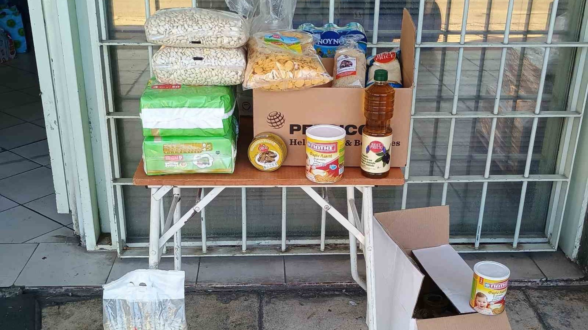 photo of previous delivery products arriving at charity