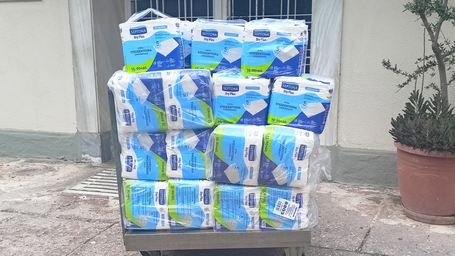 photo of previous delivery products arriving at charity