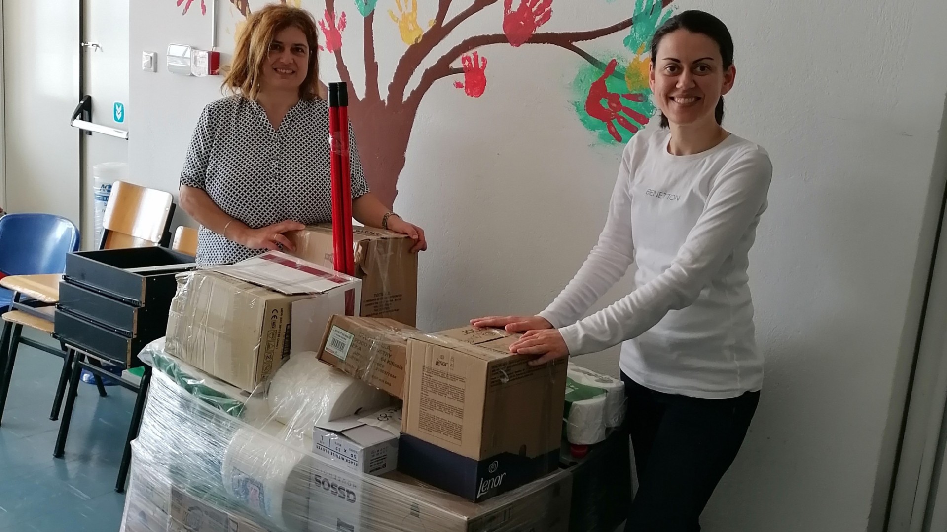 photo of previous delivery products arriving at charity