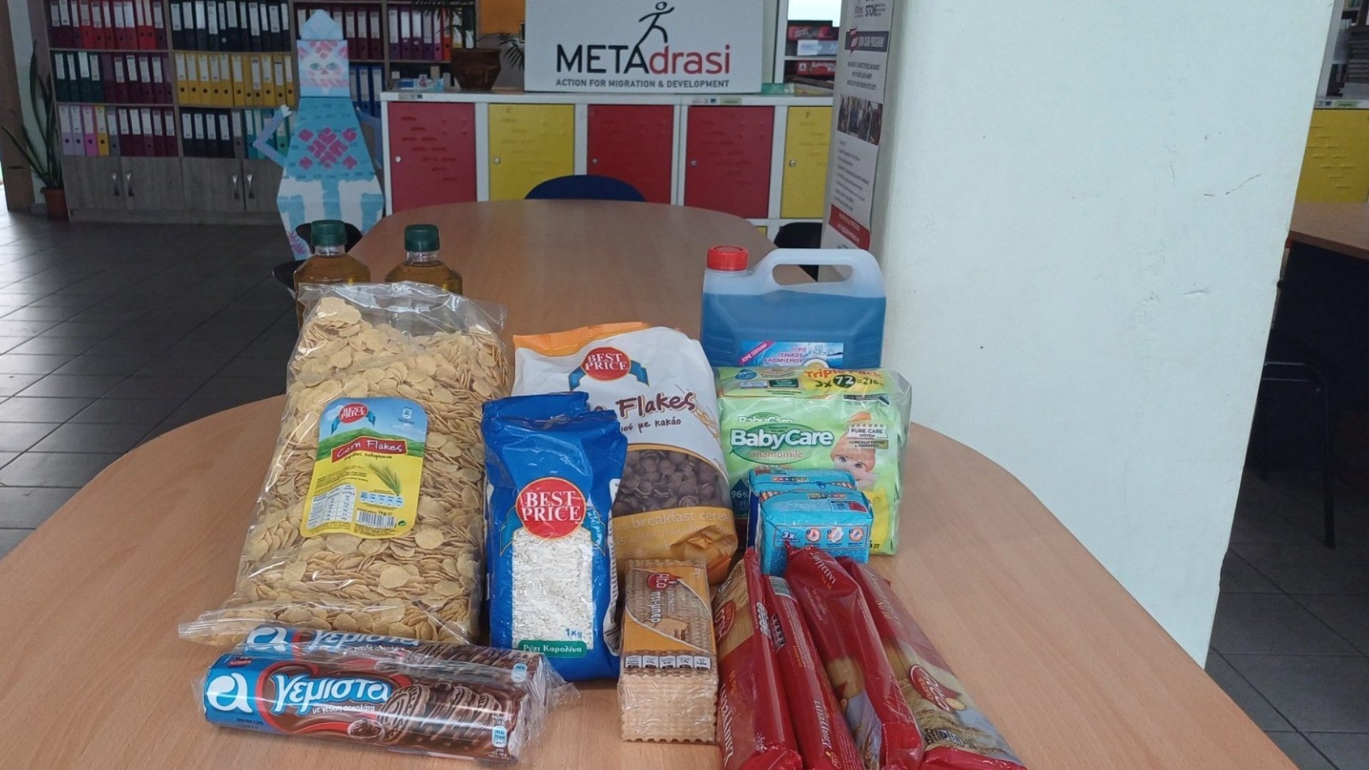 photo of previous delivery products arriving at charity