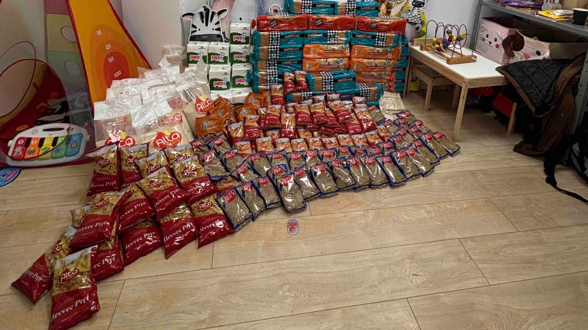 photo of previous delivery products arriving at charity