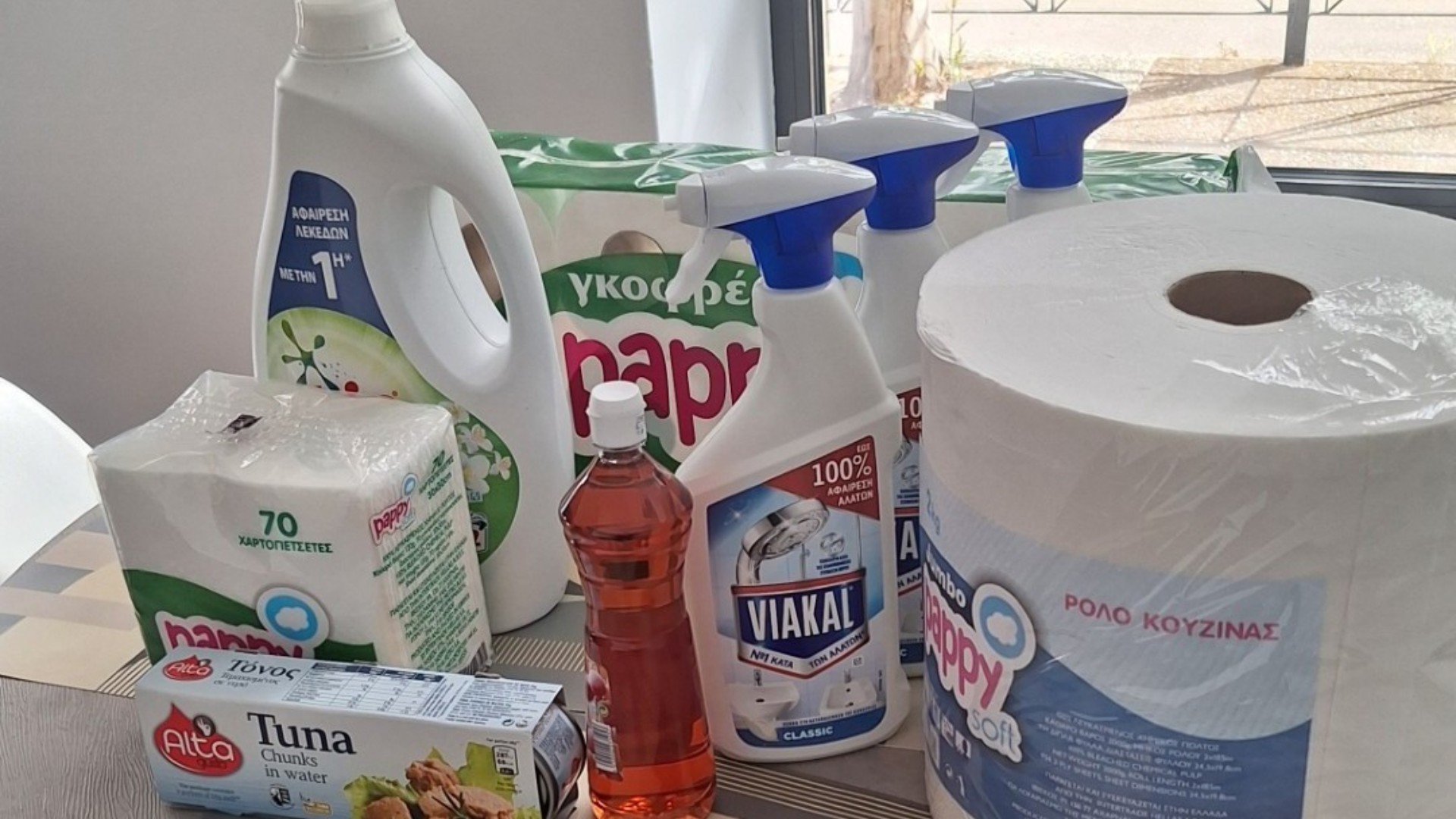 photo of previous delivery products arriving at charity