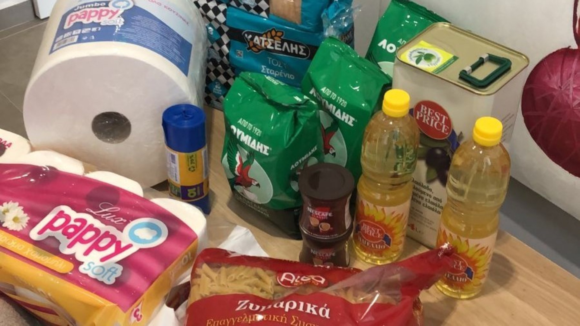 photo of previous delivery products arriving at charity