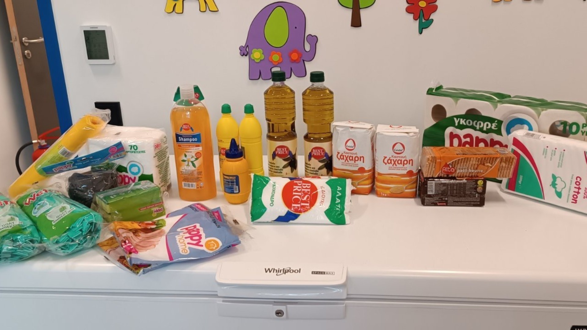 photo of previous delivery products arriving at charity