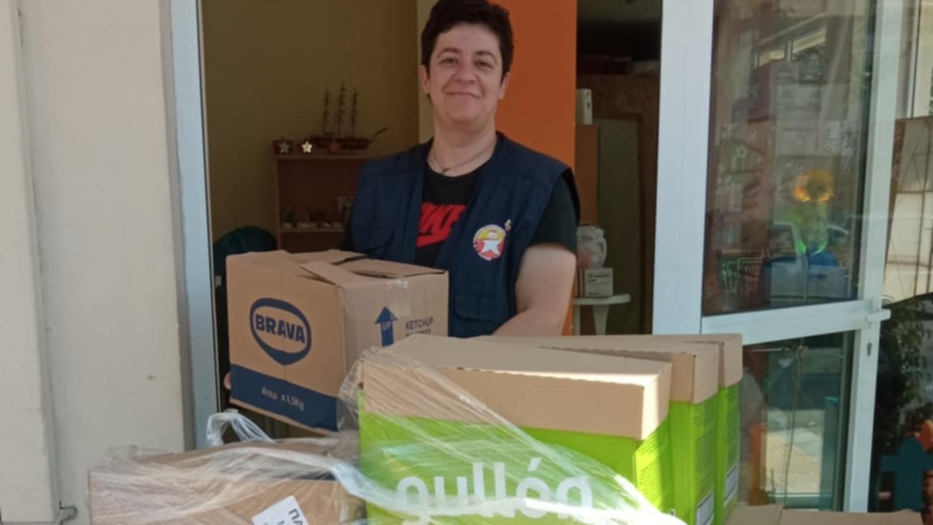 photo of previous delivery products arriving at charity