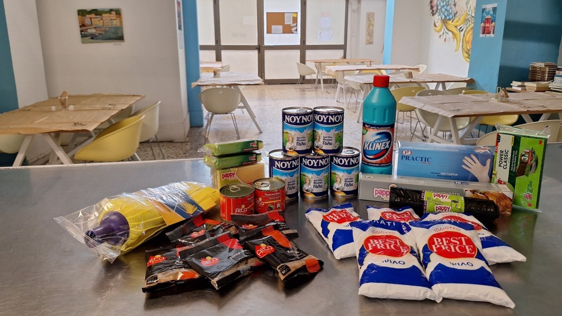 photo of previous delivery products arriving at charity