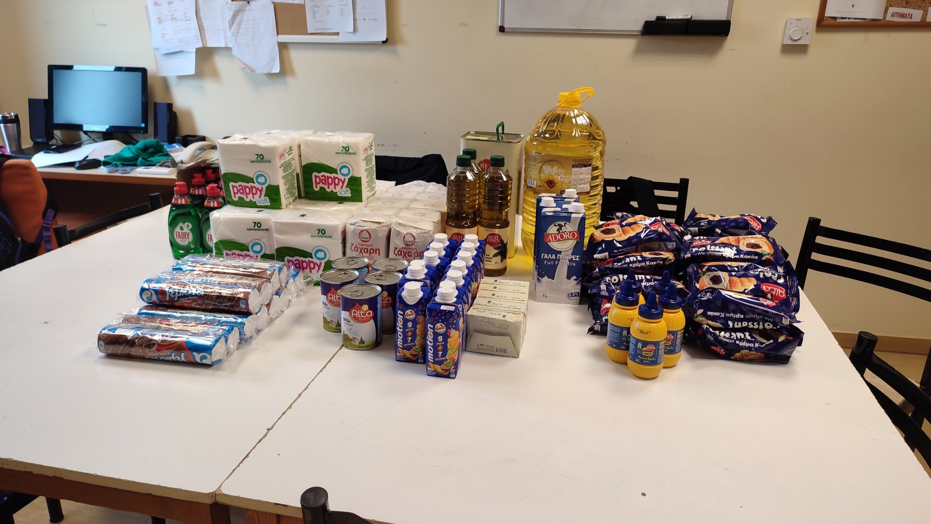 photo of previous delivery products arriving at charity