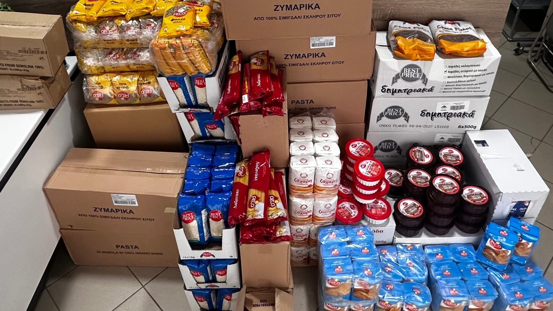 photo of previous delivery products arriving at charity