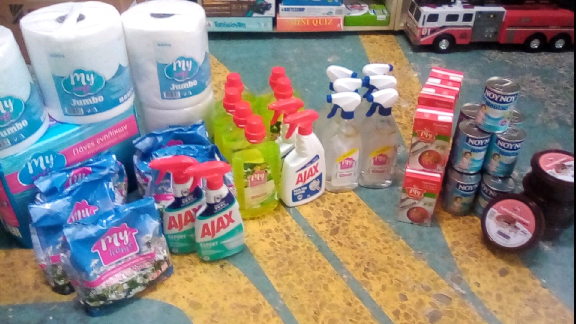 photo of previous delivery products arriving at charity