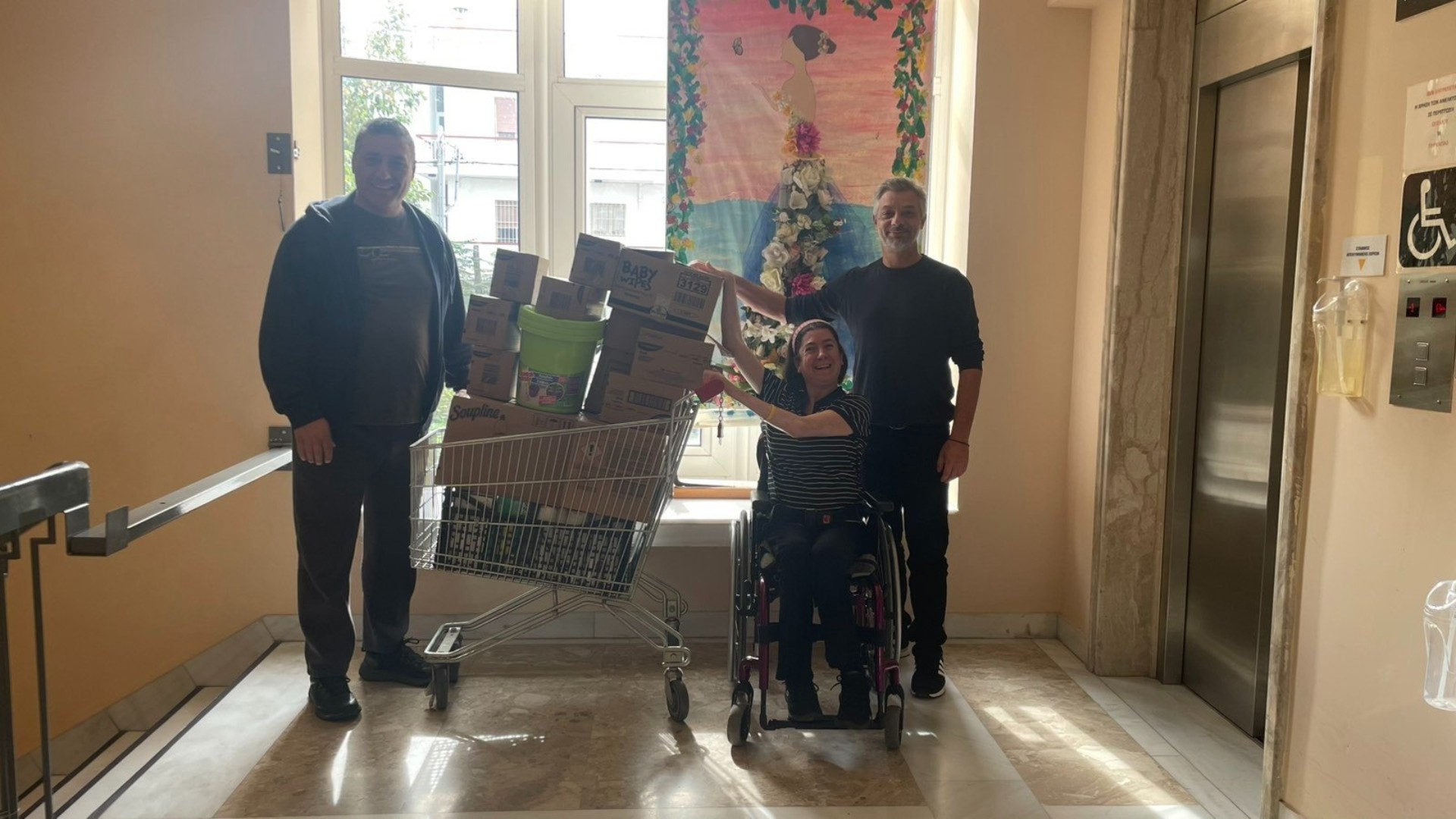 photo of previous delivery products arriving at charity