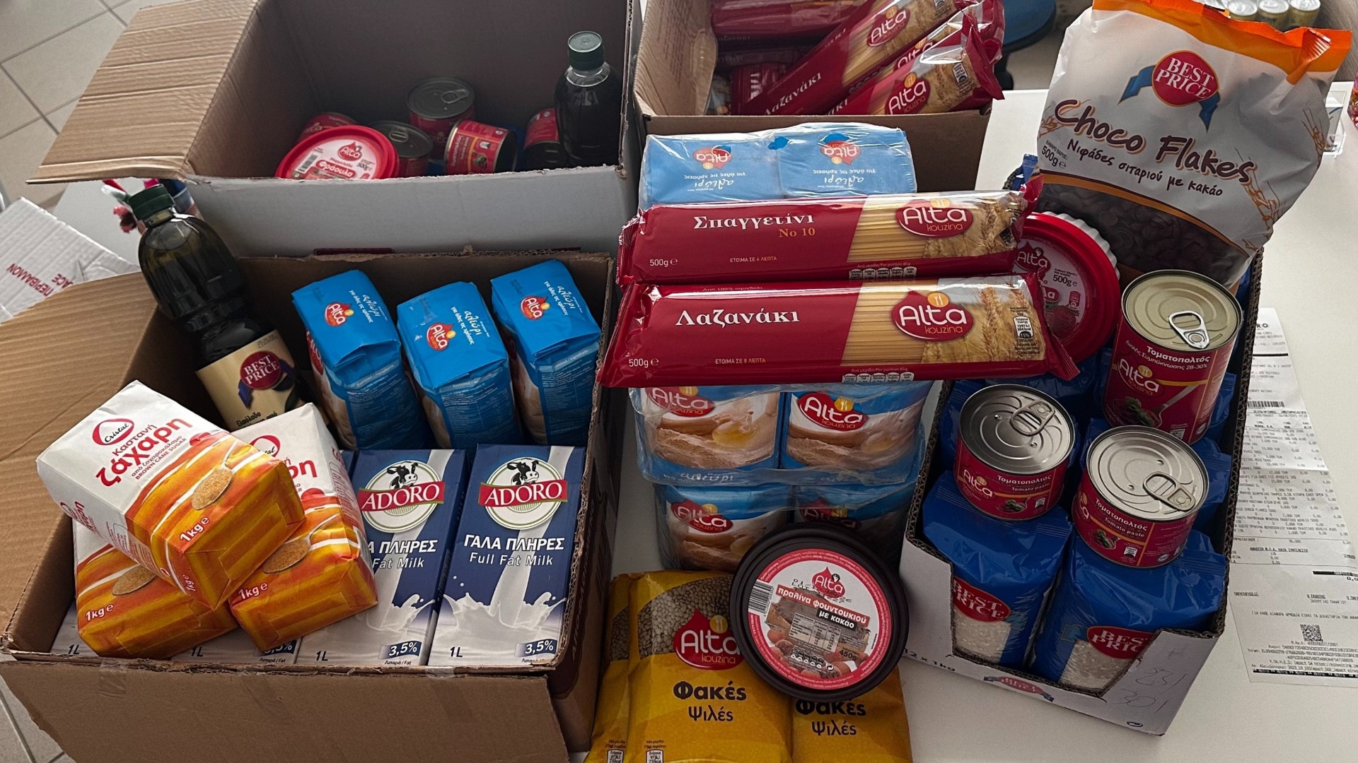 photo of previous delivery products arriving at charity